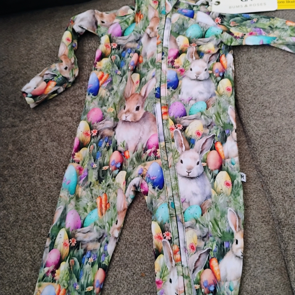 Bunny and Egg Print Kids Footie